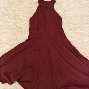 Kendall & Kylie Maroon Lace Up back Suede Fit Flare dress